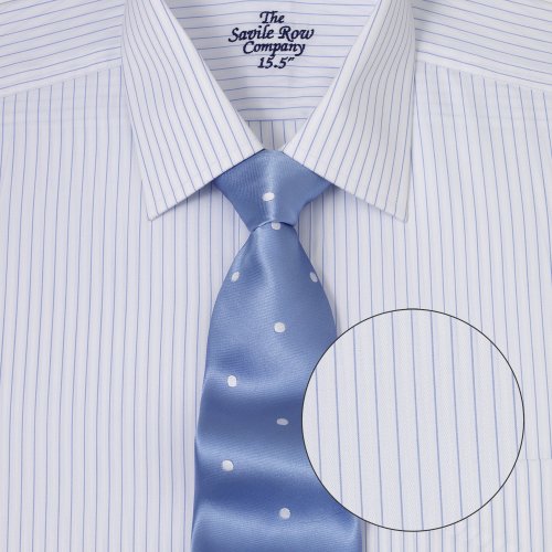 Savile Row Mens Light Blue Fine Summer Stripe Classic Fit Shirt Convertible Cuff