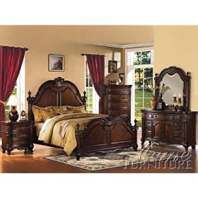 6pc Remington Brown Cherry Finish California King Size Bedroom Set