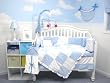 New Blue Minky Dot Chenille 10pcs Baby Crib Bedding Set