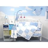New Blue Minky Dot Chenille 10pcs Baby Crib Bedding Set