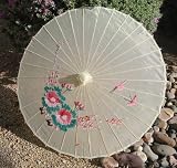 Cloth Parasol with Hand painted design on Ivory background#8000w