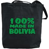 Canvas Tote Bag Black " 100% Made In Bolivia " Country