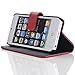 Leather Flip Wallet Stand Case Cover for Apple iPhone 5 5S (Red)