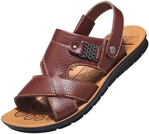 Sanfeet Vintage Leather Beach Summer Sandles Cool Sandals for Men Brown 42
