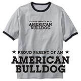 T-Shirt Ringer Heather Gray  Proud Parent Of American Bulldog  Dog