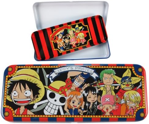 Blue Luffy's Pirates One Piece Pencil Box - One Piece Anime Tin Box