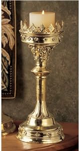 Antique Replica Medieval Gothic Solid Brass Cathedral Candle Stick Holder