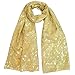 Lina & Lily Gold Glitter Floral Pattern Scarf Shawl Hijab (Beige)