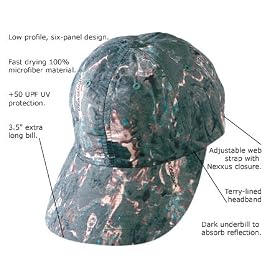 Aqua Design Camouflage Long Bill Fishing Cap