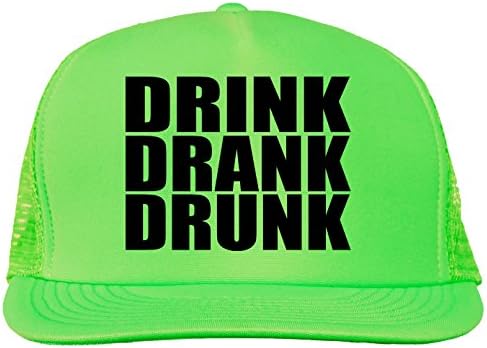 Drink, Drank, Drunk Bright neon Truckers mesh snap Back hat in 6 Bright Colors