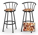 2 Horse Themed Specialty / Custom Black Barstools with Backrest Set