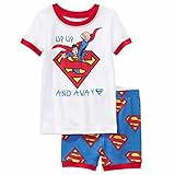 プリントパジャマ半袖&短パン(スーパーマン)90cm～130cm　春夏　薄手綿100％ ホワイト/120ｃｍ1点 【1点】