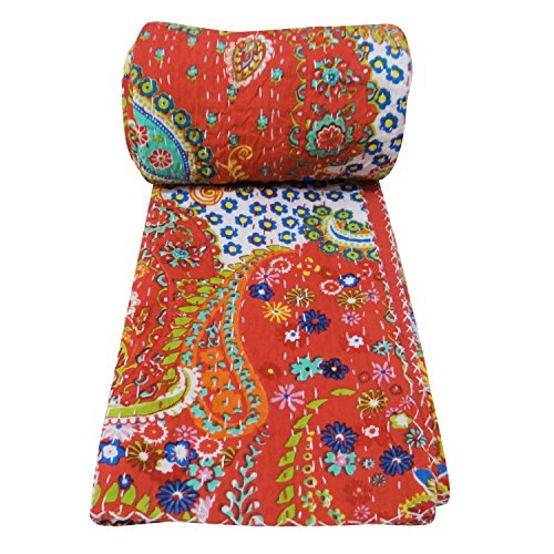 Rajasthali indian cotton bedspread king size floral pri…