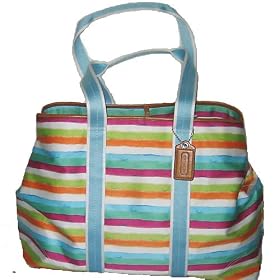 Coach Tote Handbag - XL Watercolor Striped Travel Suitcase Bag 13545