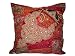 Vintage India Sari Patchwork Scarlet Beaded Throw Sofa Pillow Case Cushion Cover 24 Inch