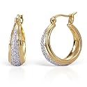 Divas Dream: Gold Vermeil Two-Tone Hoop Earrings with CZ Diamond