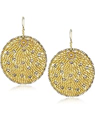 Miguel Ases Pyrite Quartz and Swarovski Gold Beaded Round Earrings