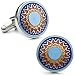 Blue with Orange Layered Flower Cufflinks Cuff Links