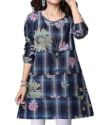 Denim Long Sleeves Floral Print  Dress