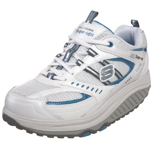 Skechers Women's Shape Ups - Motivation Sneaker,White Turquoise,5 M US