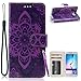 Galaxy S7 Edge Case,CASELAND [Premium Flip] PU Leather Wallet Stand Protective Cover Case for Samsung Galaxy S7 Edge - Purple Flower
