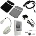 Amazon Kindle 2 eBook Reader Accessories Bundle Pack: Black / Gray Reversible Neoprene Sleeve Case, Car Charger, Wall / Travel / AC Adapter Charger, Earphones, Screen Protector / Guard with Lint Cleaning Cloth, and a Clip On Adjustable eBook Reader Light