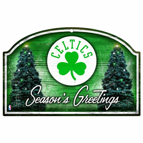 NBA Boston Celtics 11-by-17 inch Season's Greetings Wood Sign