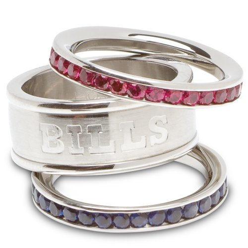 Buffalo Bills Logo Crystal Stacked Ring Set (Size 7)
