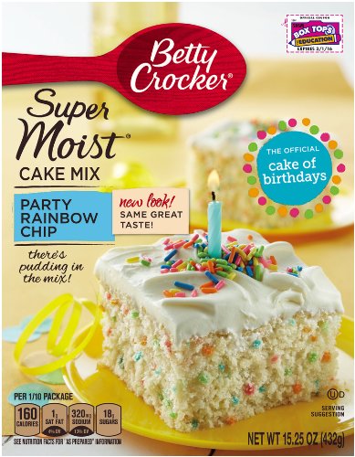 Betty Crocker Supermoist Cake Mix, Rainbow Chip, 15.25-Ounce (Pack of 6)
