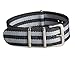Gemony 22mm Black and Gray Striped NATO Strap Nylon Watchband - James Bond Style