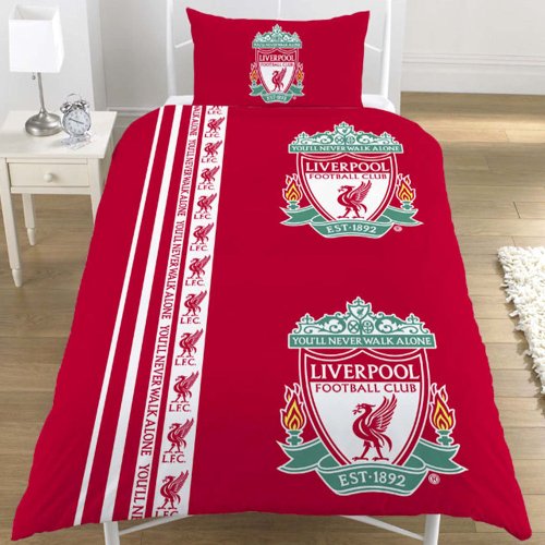 Liverpool LFC Stripe Single Duvet Set OFFICIAL