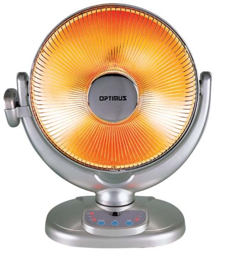 Optimus H-4436 14-Inch Oscillating Dish Heater with Remote Control