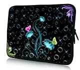 13 Inch Whimsical Glowing Butterflies and Floral DOUBLE Sided Print Design Laptop Slipcase Netbook Sleeve Bag Notebook Carrying Case for Macbook Air Macbook Pro Acer Asus Dell HP Sony Toshiba