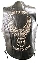 Men's Brown Leather Embossed Eagle Live to Ride Vest - Size : 4XL