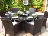 from Oakita Fine Furniture Sidney Rattan Garden Conservatory Dining Set Round Table and 6 Chairs Model 004-004
