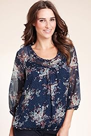 Indigo Collection Rose Spot Print Gypsy Top with Camisole