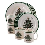 Spode Christmas Tree 12-Piece Dinnerware Set with Mugs, Service for 4