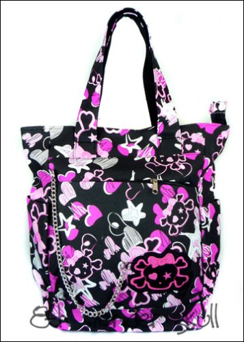 Click here to buy Skull: Star PUNK GOTHIC Shoulder Tote Bag *Black&Purple+ Free Necklace.
