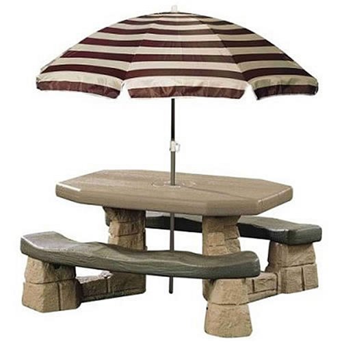 Naturally Playful Picnic Table with Umbrella