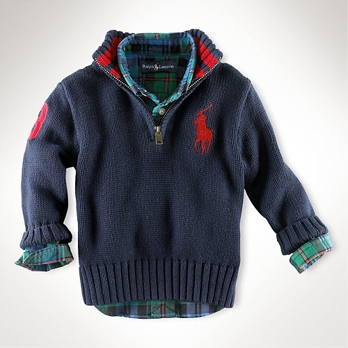 (ラルフローレン) RALPH LAUREN ビッグポニー・ジップアップセーター(ネイビー)