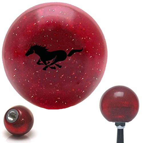 Black Mustang Red Metal Flake Shift Knob with 16mm x 1.5 Insert