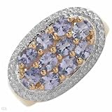 Elegant and Beautiful Brand New Ring With 1.70ctw Genuine Tanzanites Crafted in 14K/925 Gold plated Silver. Total item weight 5.5g