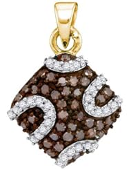 0.55CTW COGNAC DIAMOND MICRO-PAVE PENDANT