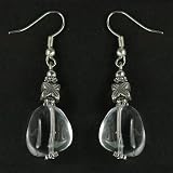 Handmade Quartz Crystal Earrings With Silver Beads