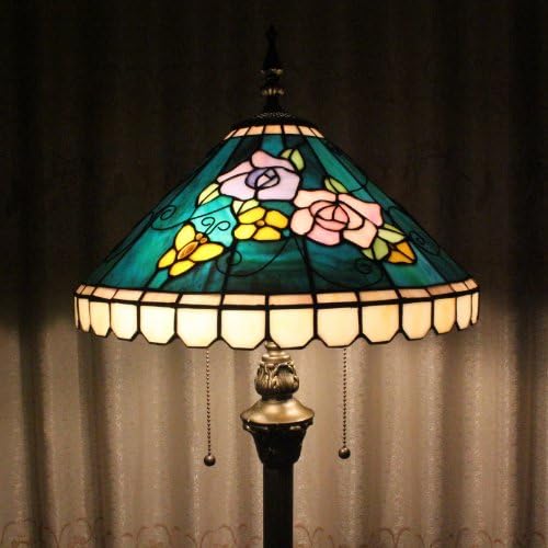 Tiffany 16-inch European-style green peony floor lamp 3 light bulbs