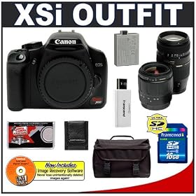 Canon EOS Digital Rebel XSi 12.2-Megapixel SLR Camera Body with Tamron 28-80mm and 70-300mm Lens + 16GB Card + LP-E5 Battery + Case + Bonus Accessory Kit