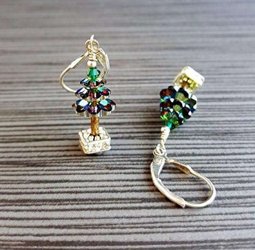 Handmade Swarovski Crystal Christmas Tree Earrings