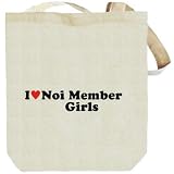 I LOVE Noi Member GIRLS Beige Canvas Tote Bag Unisex