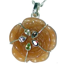 Spring and Summer Fashion - Pendant Chain in Silver with Multi Gemstones Round Shape 2 inches(pndt582)