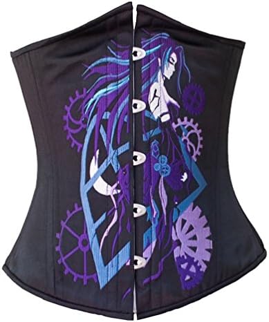 Timeless Trends Anime Steel Boned Tightlacing Underbust Corset 20 Dark Purple Gears And Storage Bag